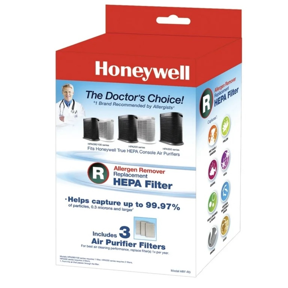 Honeywell Allergen Remover - R HEPA Replacement Filters - White (3 Pack) NEW